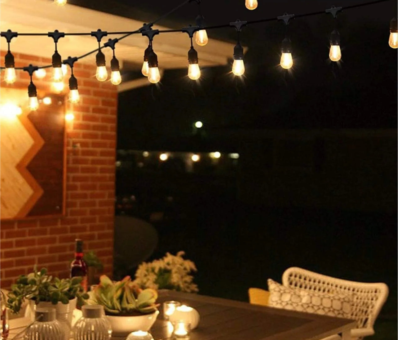 LED String Lights 10.2m 2W S14 10Pcs LED Edison Filament Bulbs E27 Sockets