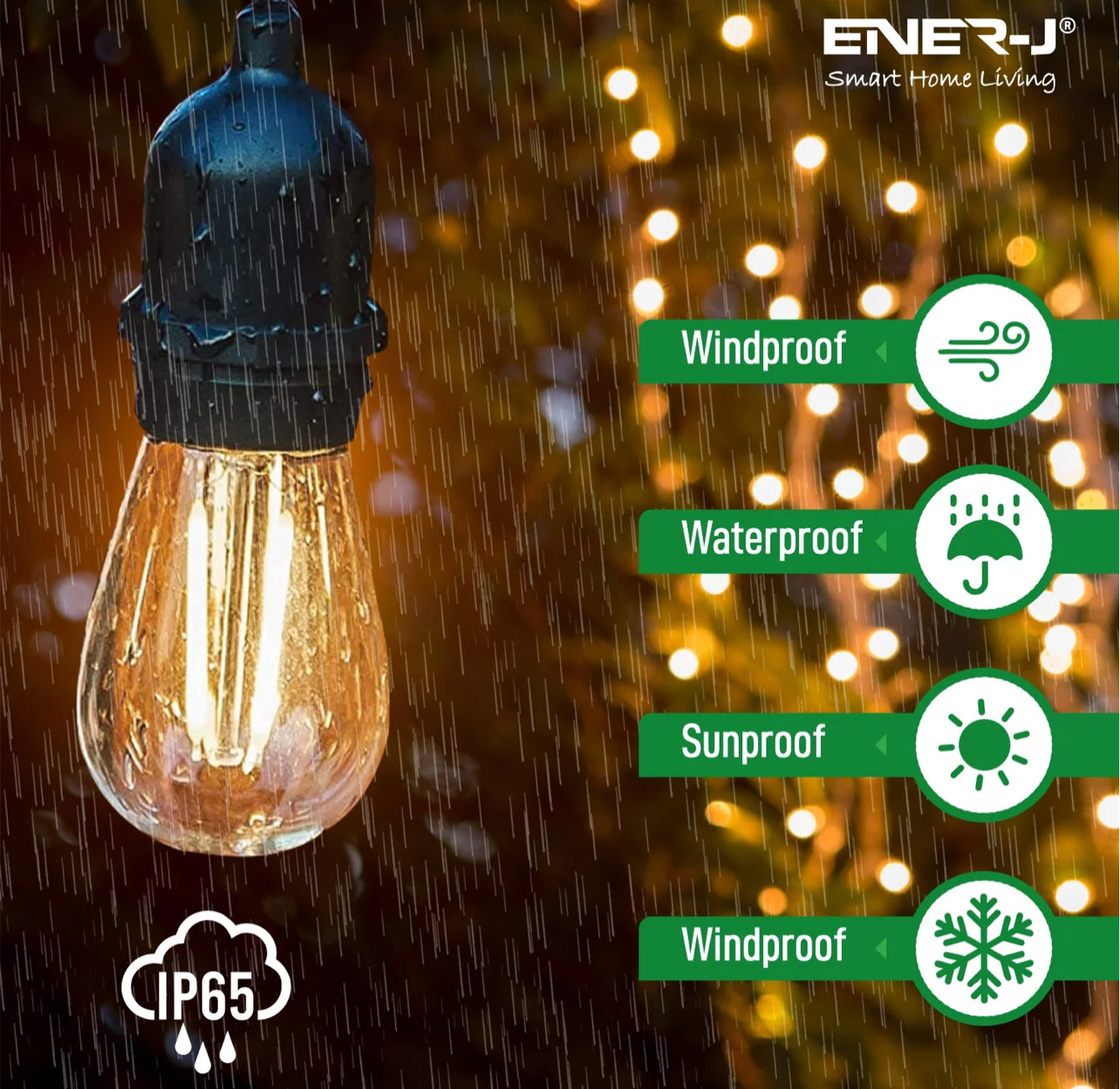 LED String Lights 10.2m 2W S14 10Pcs LED Edison Filament Bulbs E27 Sockets
