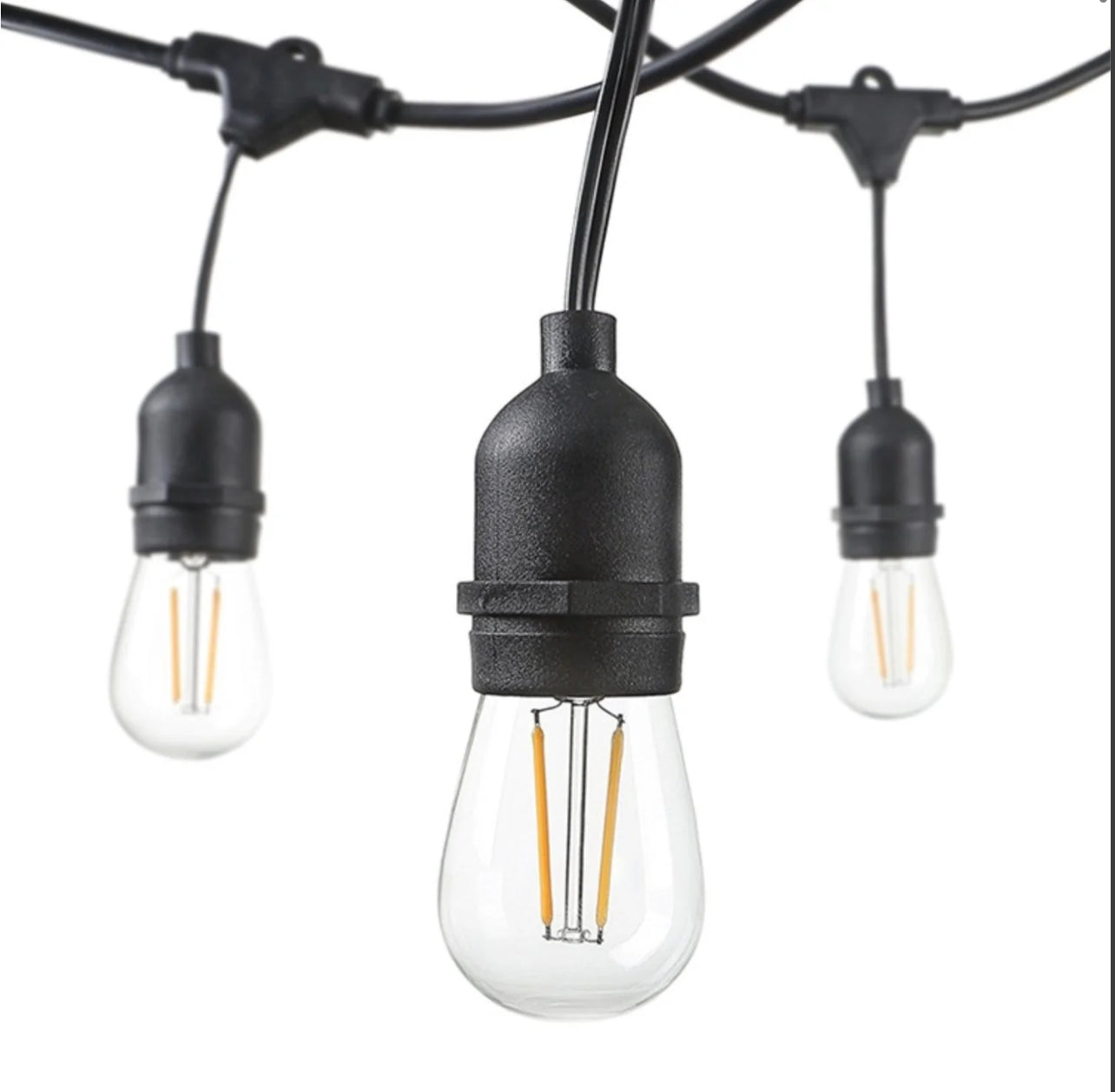 LED String Lights 10.2m 2W S14 10Pcs LED Edison Filament Bulbs E27 Sockets