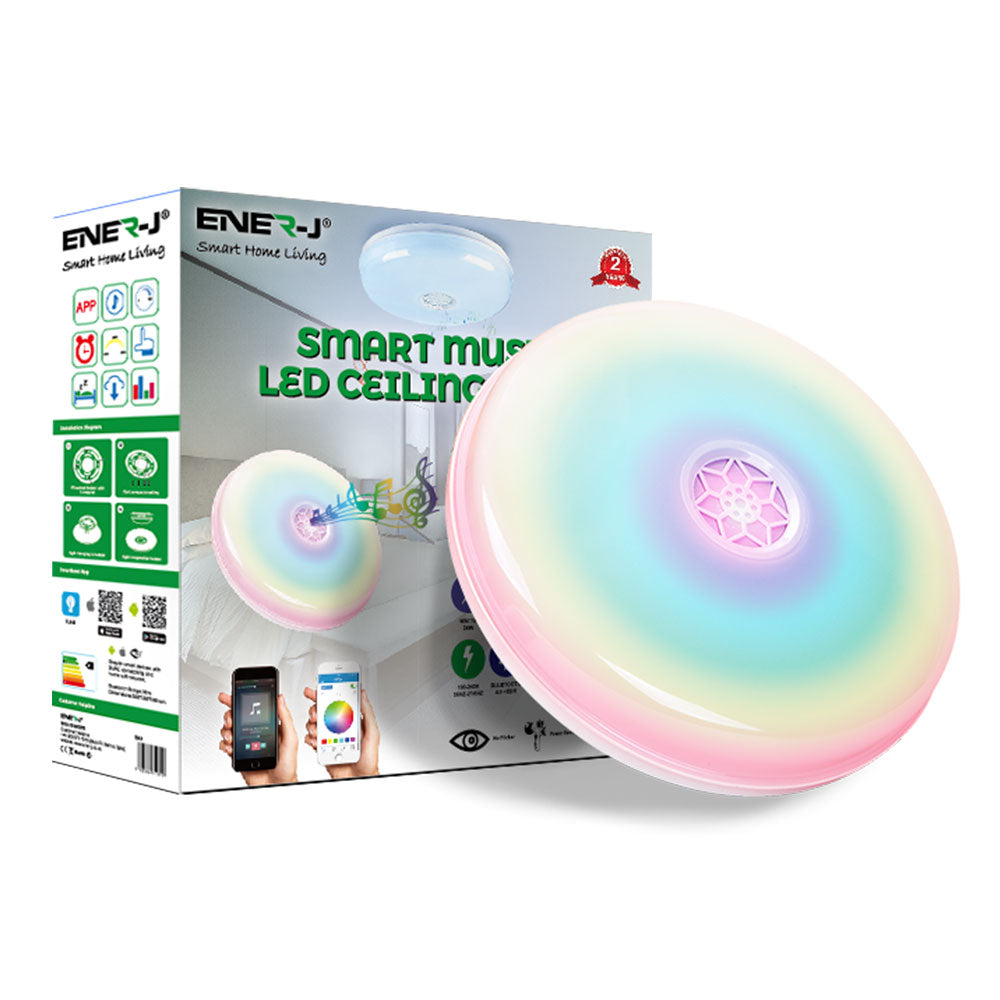 WiFi Ceiling Lights 24W, RGB+W+WW, Dimmable with Bluetooth Speaker