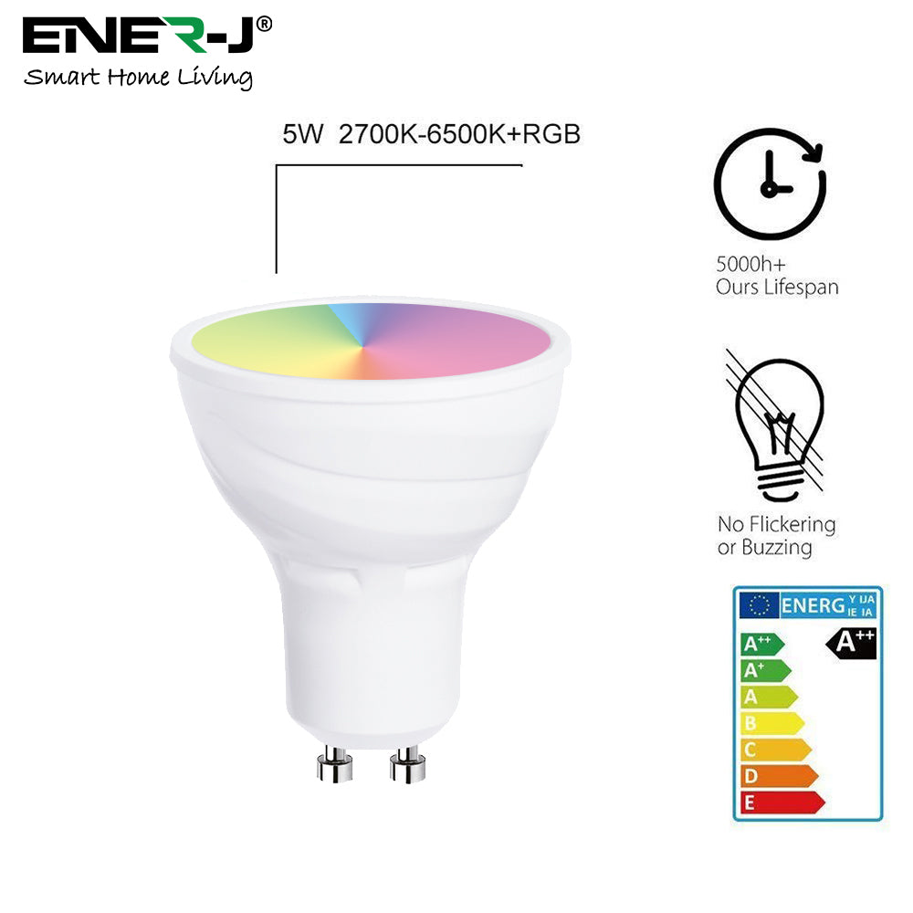 Smart WiFi GU10 LED Lamp 5W, RGB+W+WW, Dimmable