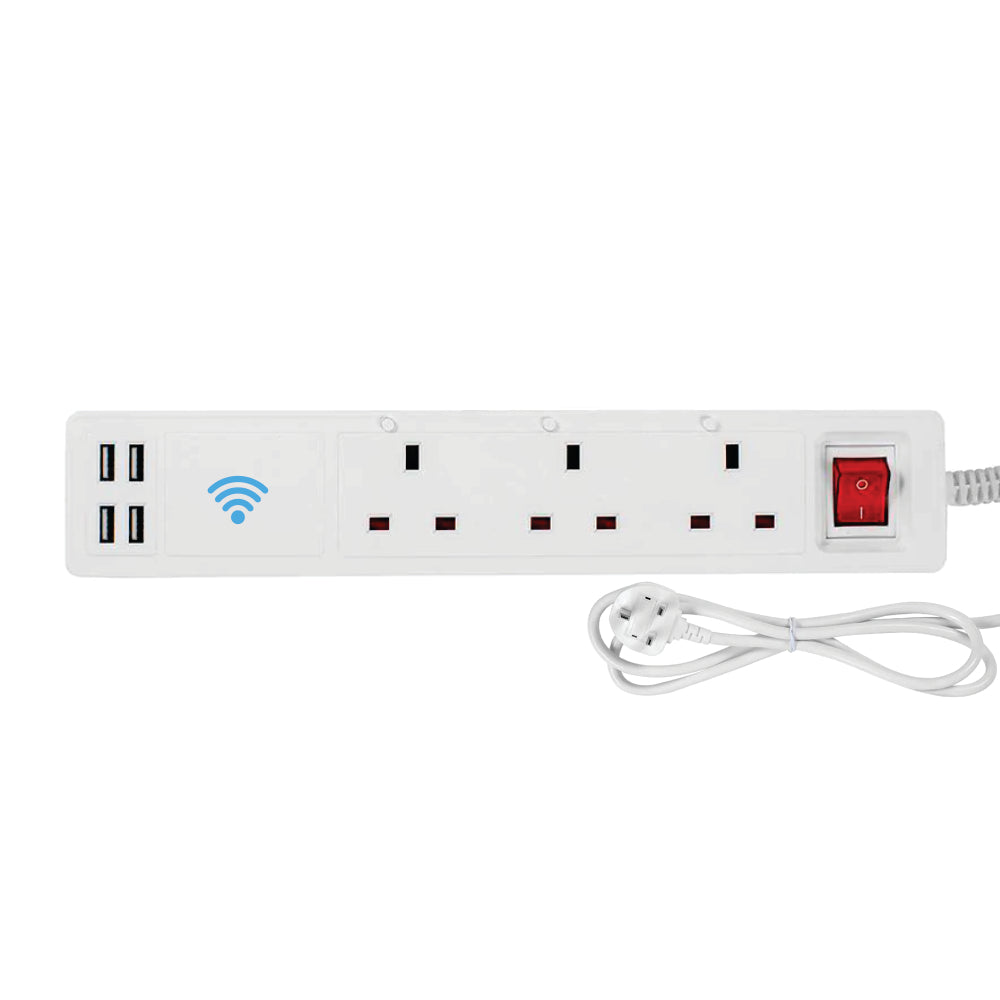 13A SMART Wi-Fi Power Strips with 3 Sockets & 4 USB