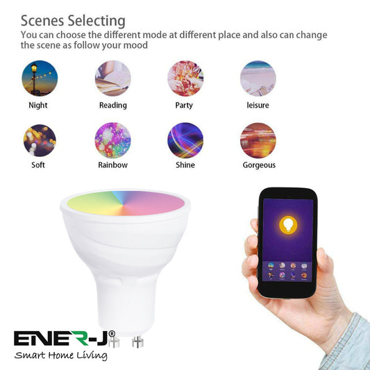 Smart WiFi GU10 LED Lamp 5W, RGB+W+WW, Dimmable