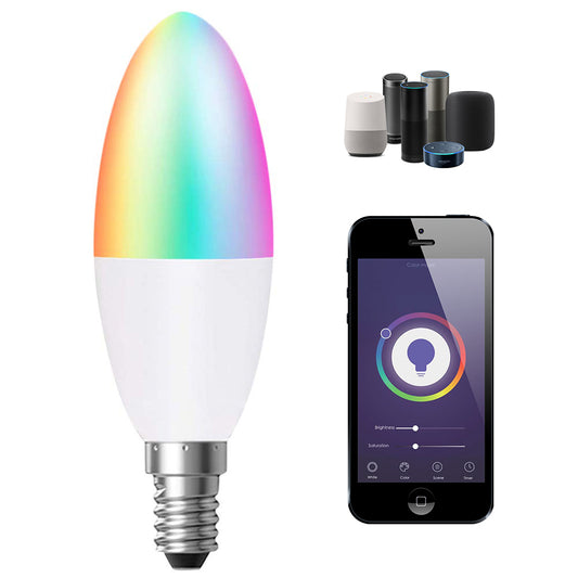 Smart WiFi E14 LED Candle Bulb 4.5W, RGB+W+WW, Dimmable